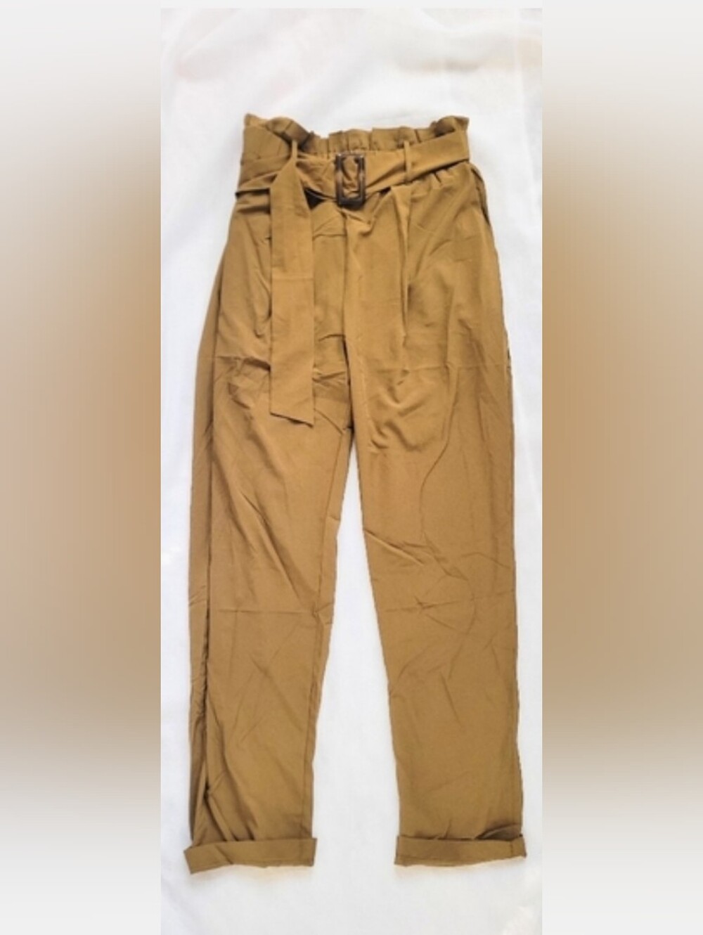 NWOT!Elevated Summer Women's Belted Lux Relaxed Fit Paper Bag Trouser Pant Large - Picture 13 of 16